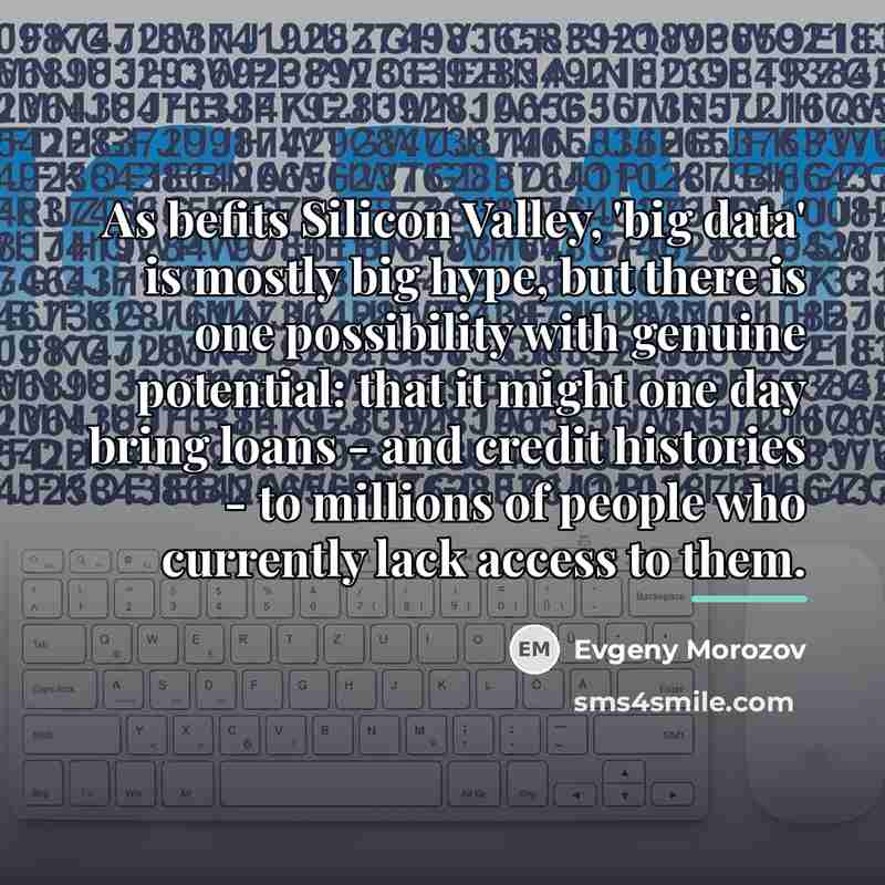 “As befits Silicon Valley, 'big data' is mostly big hype,…” quote by Evgeny Morozov