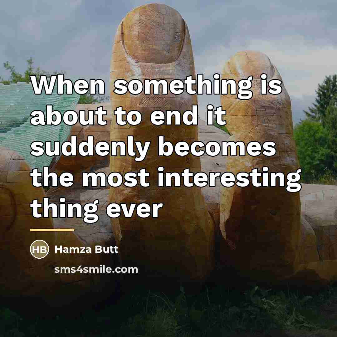 “When something is about to end it suddenly becomes the…” quote by Hamza Butt