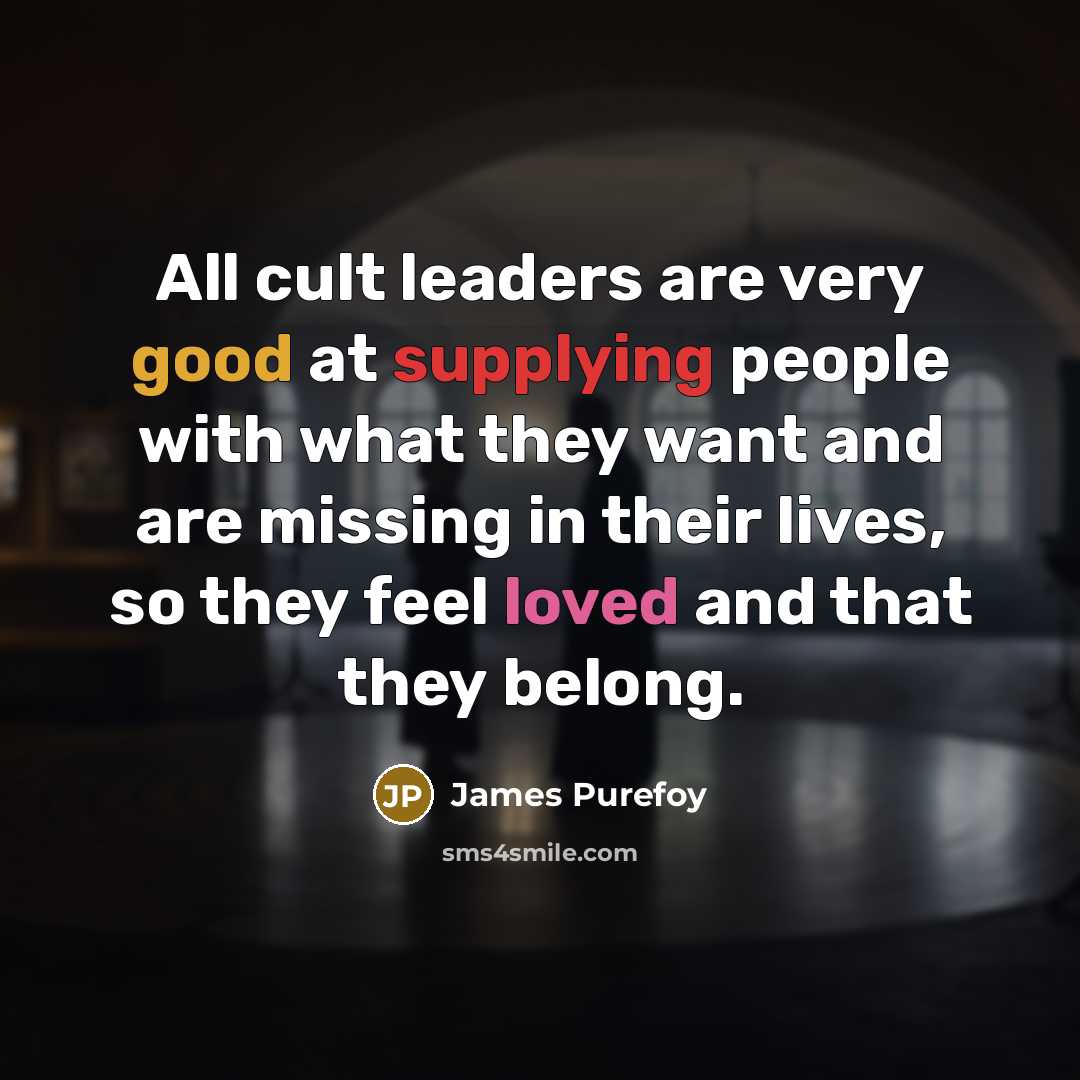“All cult leaders are very good at supplying people with…” quote by James Purefoy