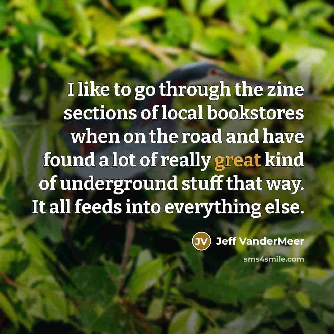 “I like to go through the zine sections of local…” quote by Jeff VanderMeer
