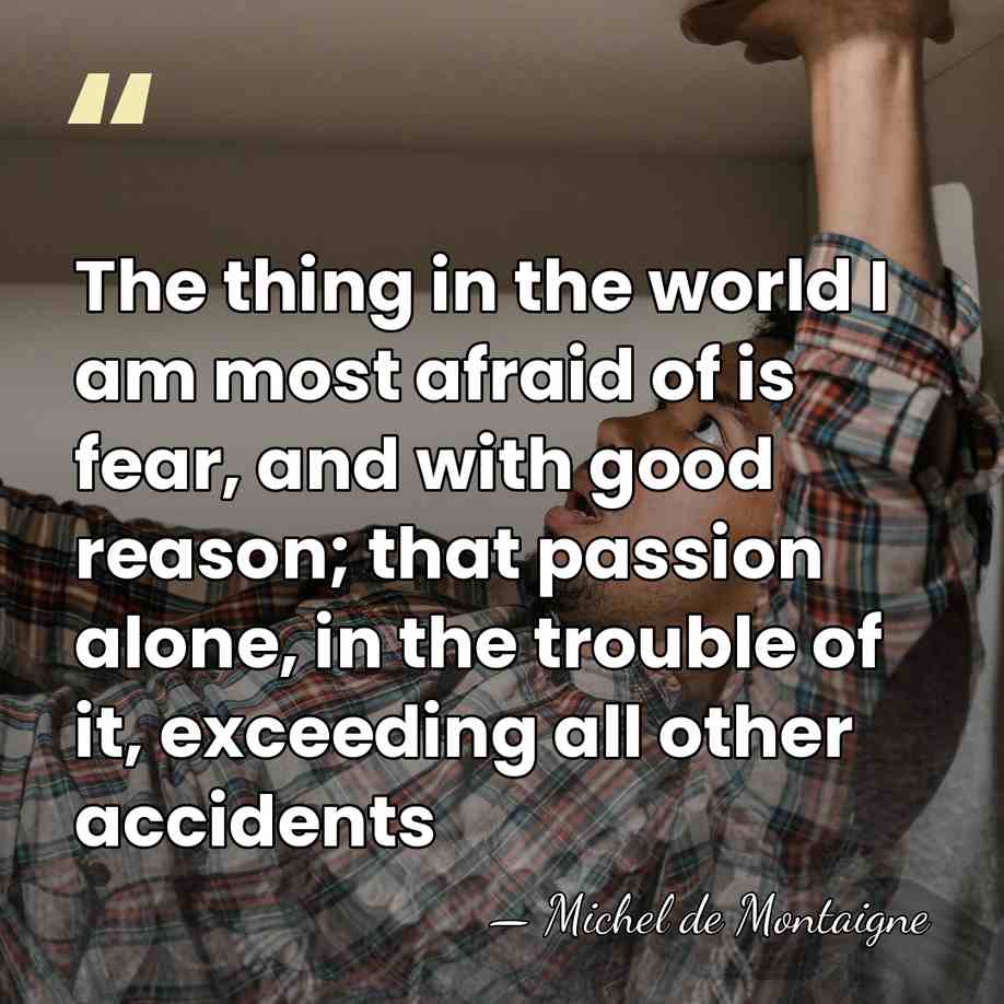 The thing in the world I am most afraid of is fear,&hellip; - Michel de Montaigne