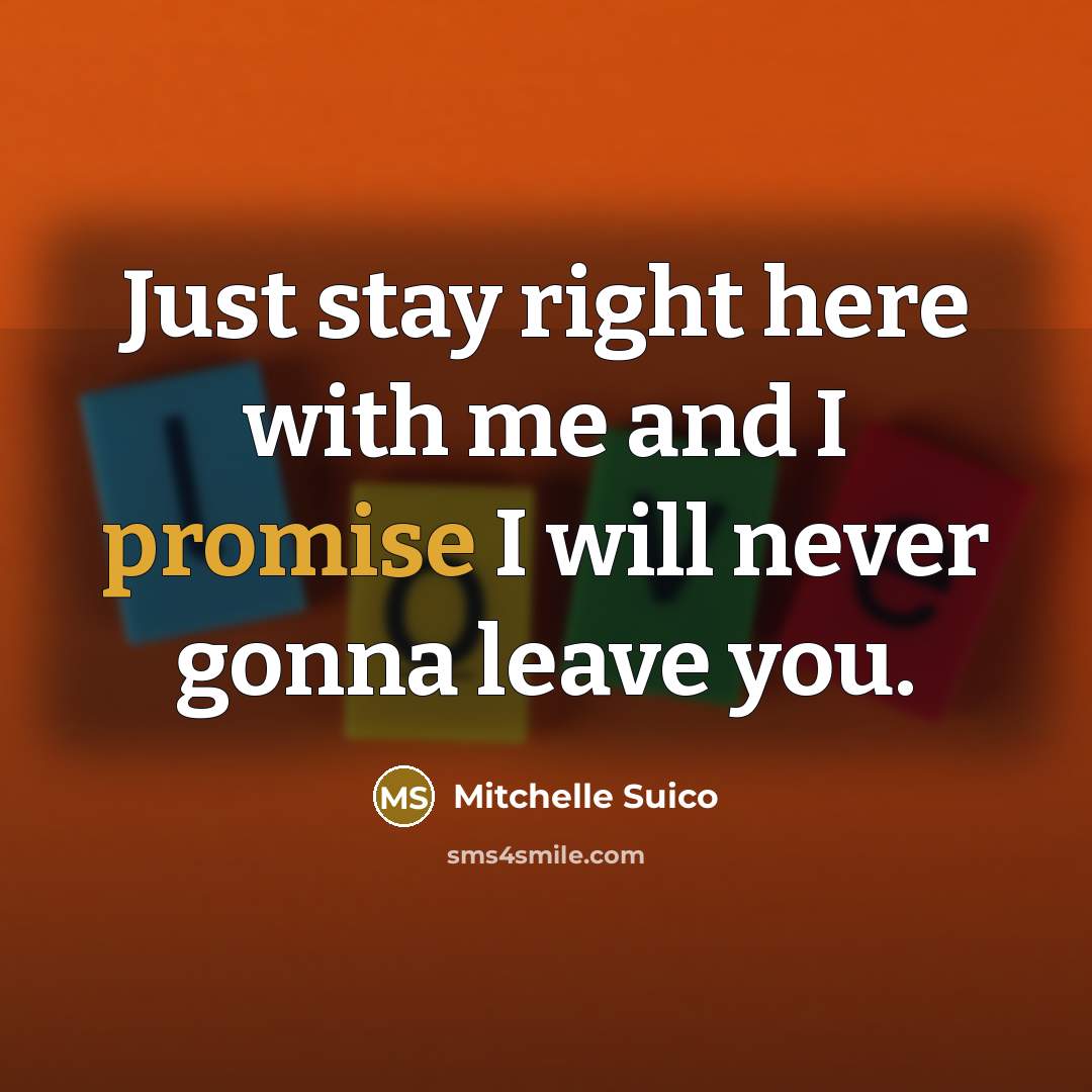 “Just stay right here with me and I promise I…” quote by Mitchelle Suico
