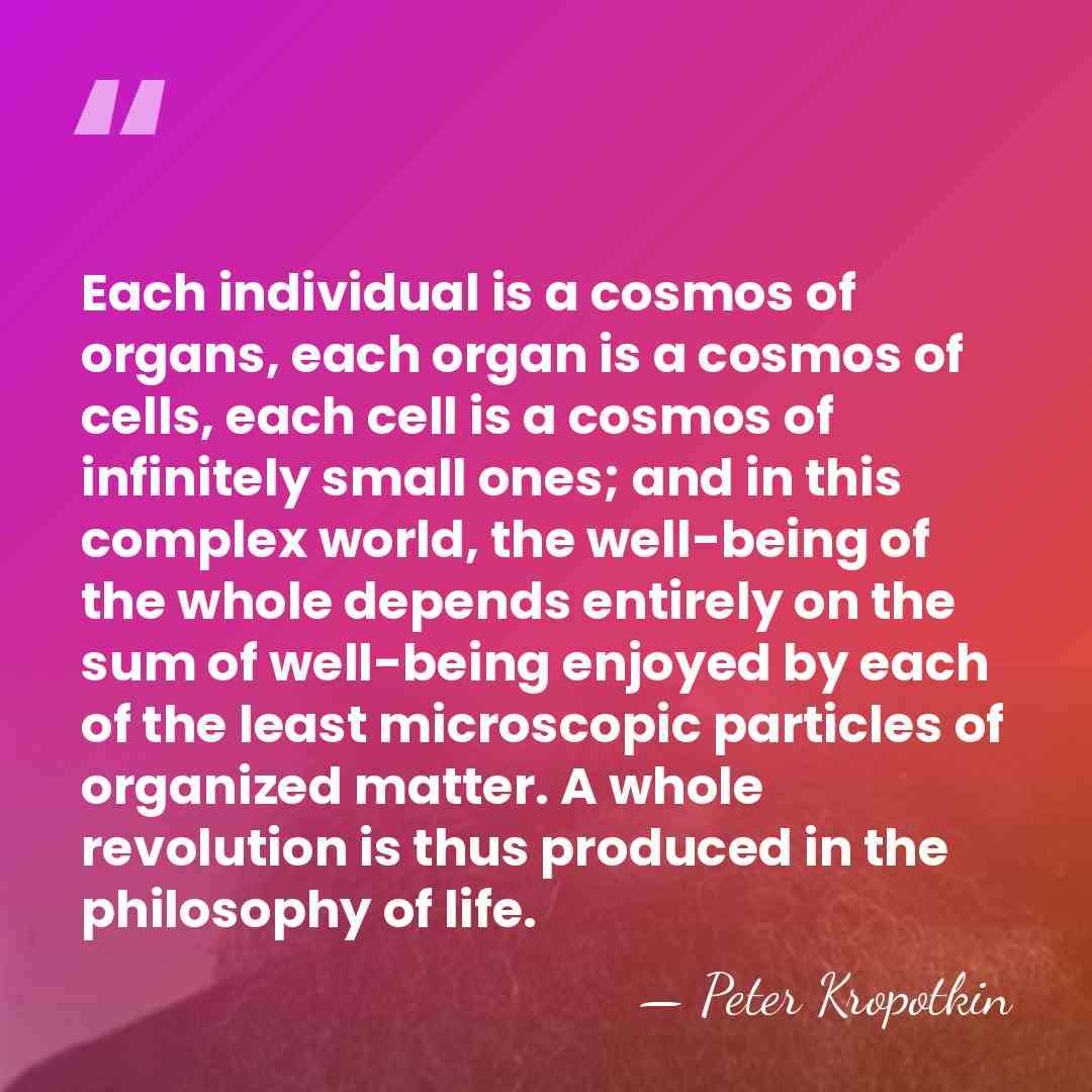 Each individual is a cosmos of organs, each organ is a cosmos&hellip; - Peter Kropotkin