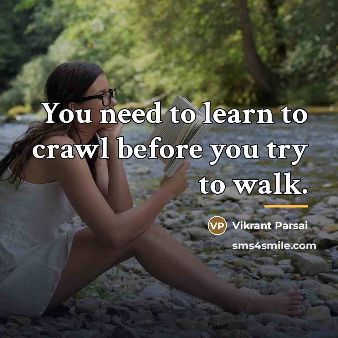 “You need to learn to crawl before you try to…” quote by Vikrant Parsai