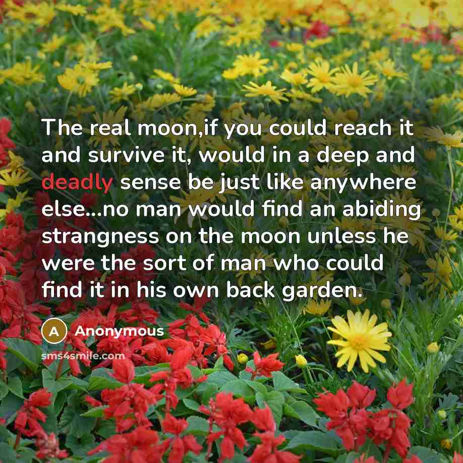 “The real moon,if you could reach it and survive it,…” quote by Anonymous