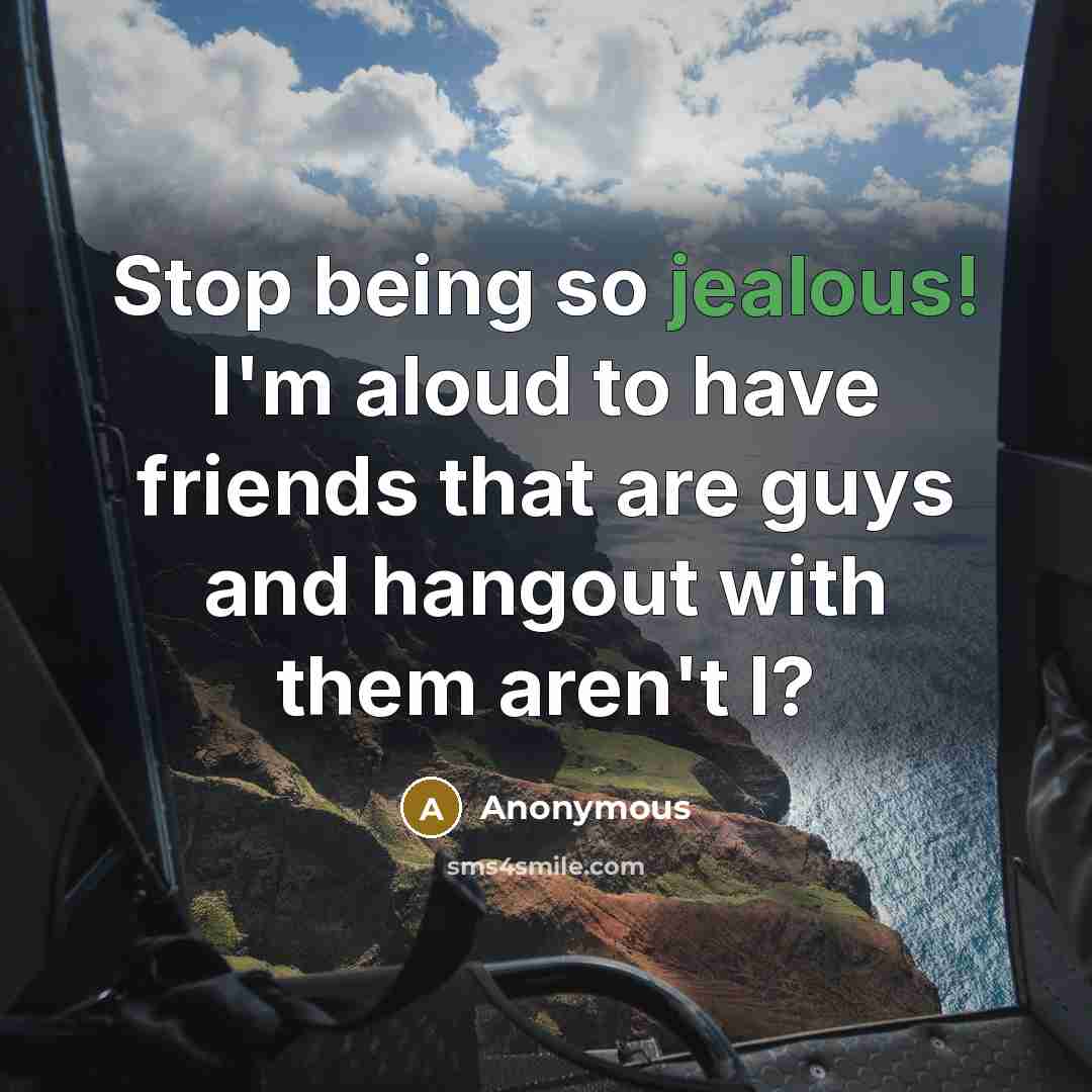 “Stop being so jealous! I'm aloud to have friends that…” quote by Anonymous