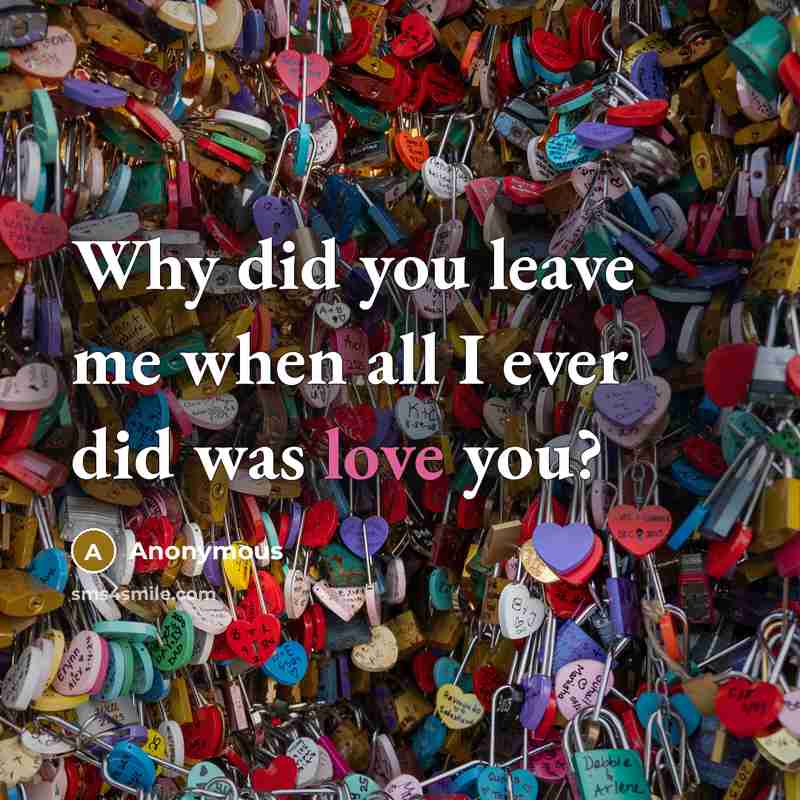 “Why did you leave me when all I ever did…” quote by Anonymous