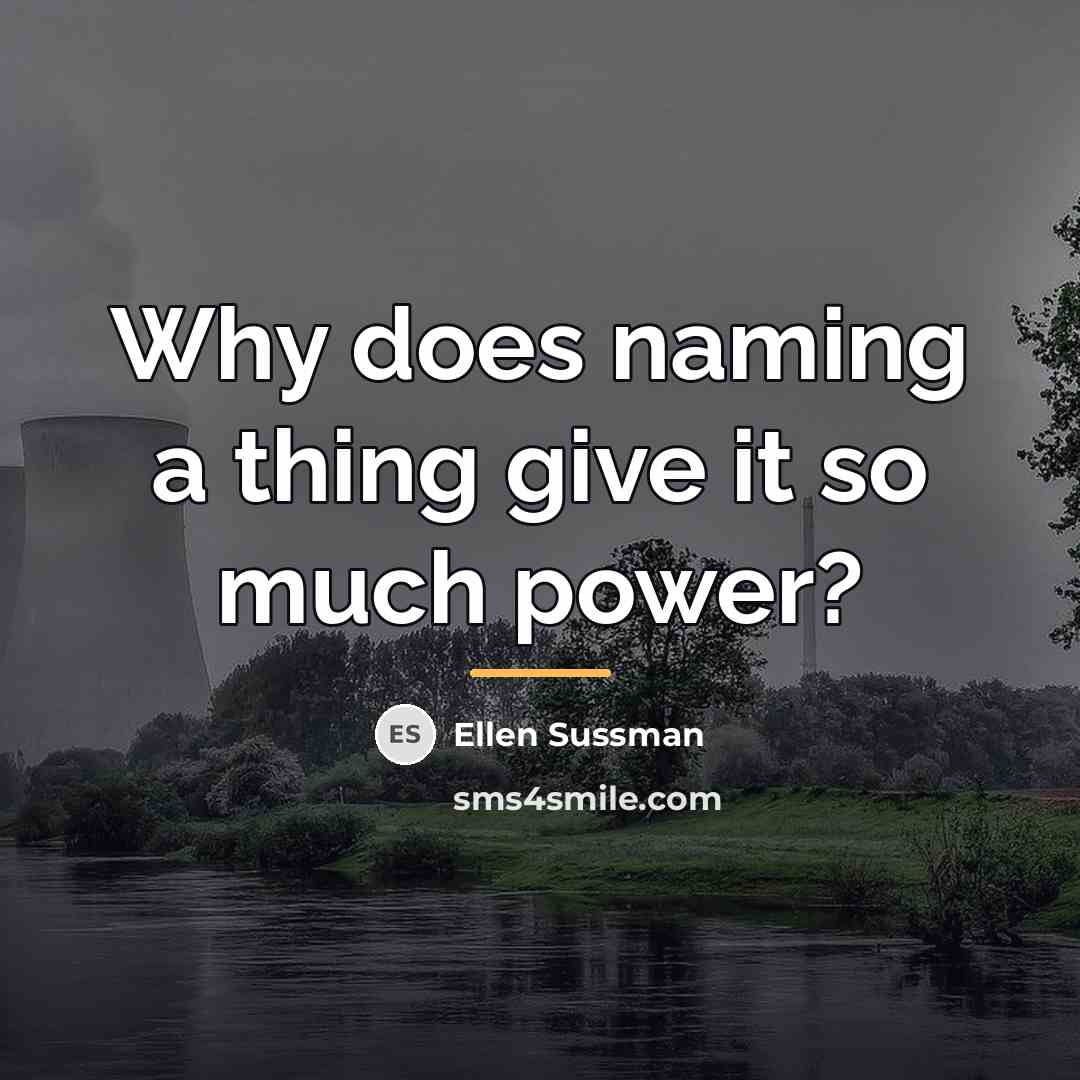 “Why does naming a thing give it so much power?…” quote by Ellen Sussman