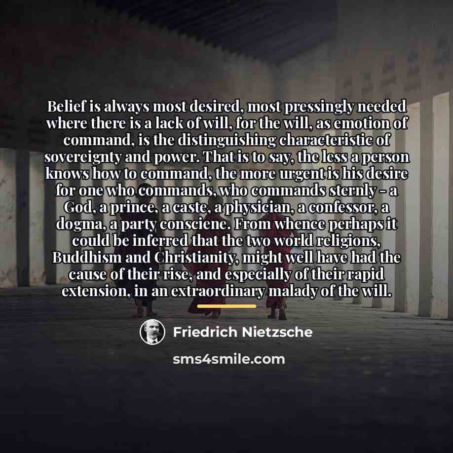 “Belief is always most desired, most pressingly needed where there…” quote by Friedrich Nietzsche