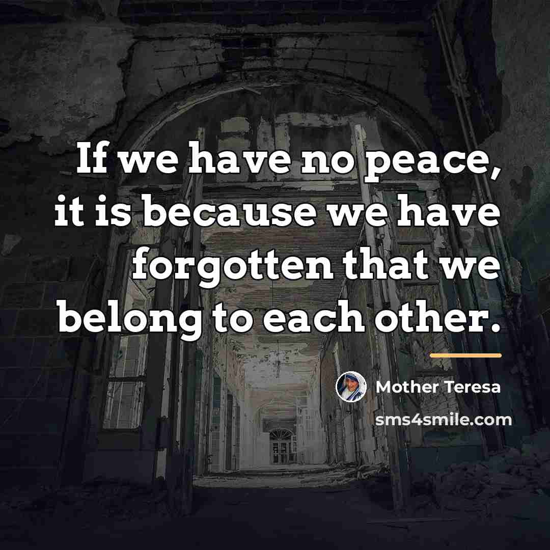 “If we have no peace, it is because we have…” quote by Mother Teresa