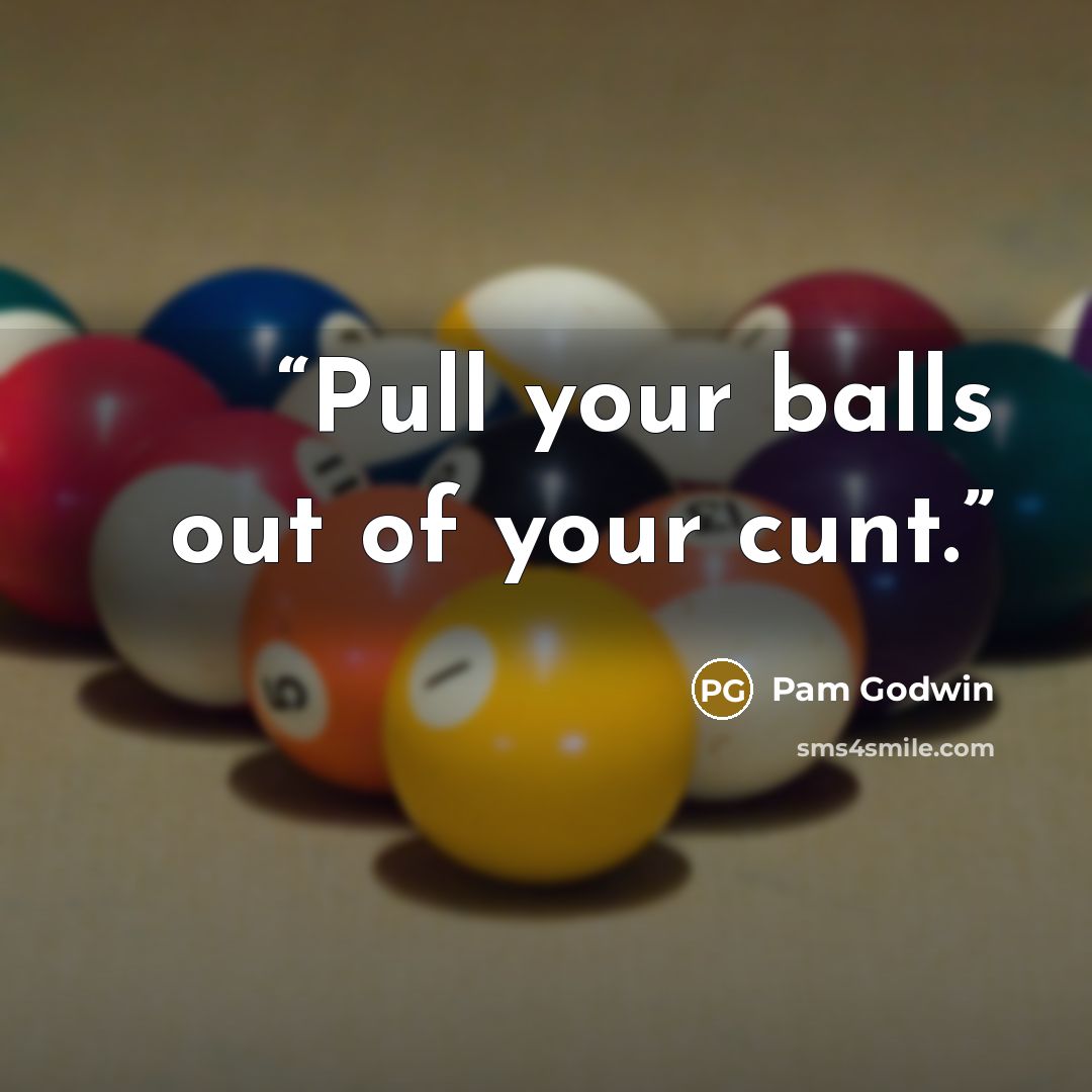 “Pull your balls out of your cunt.” quote by Pam Godwin