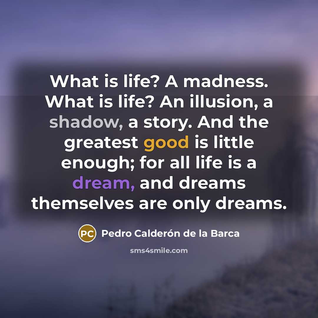 “What is life? A madness. What is life? An illusion,…” quote by Pedro Calderon de la Barca