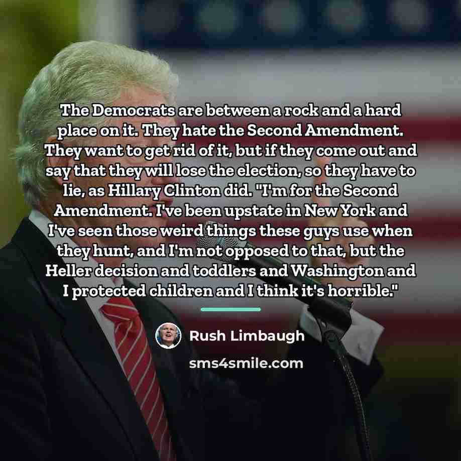 “The Democrats are between a rock and a hard place…” quote by Rush Limbaugh