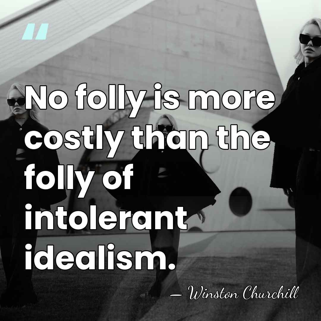 No folly is more costly than the folly of intolerant idealism. - Winston Churchill