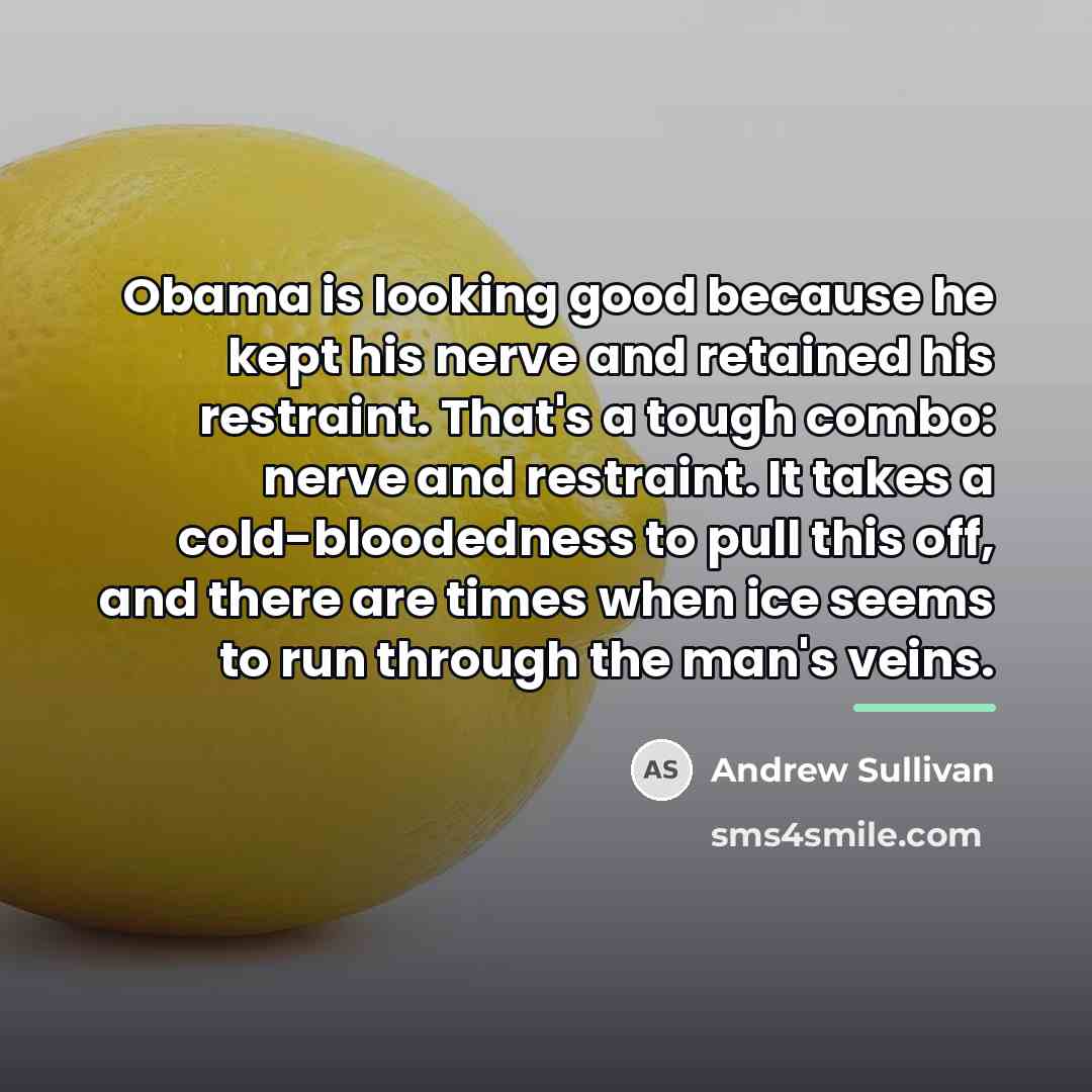 “Obama is looking good because he kept his nerve and…” quote by Andrew Sullivan