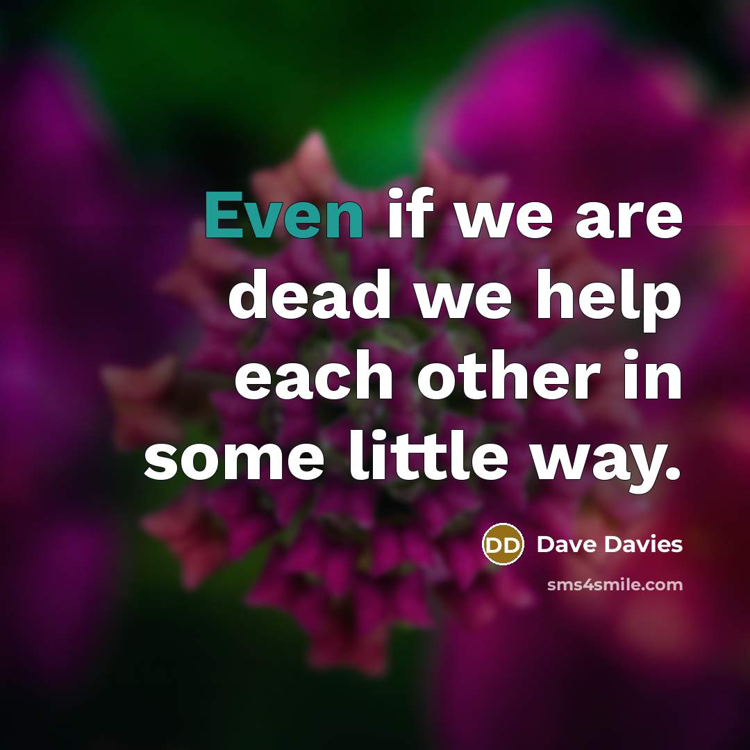 “Even if we are dead we help each other in…” quote by Dave Davies