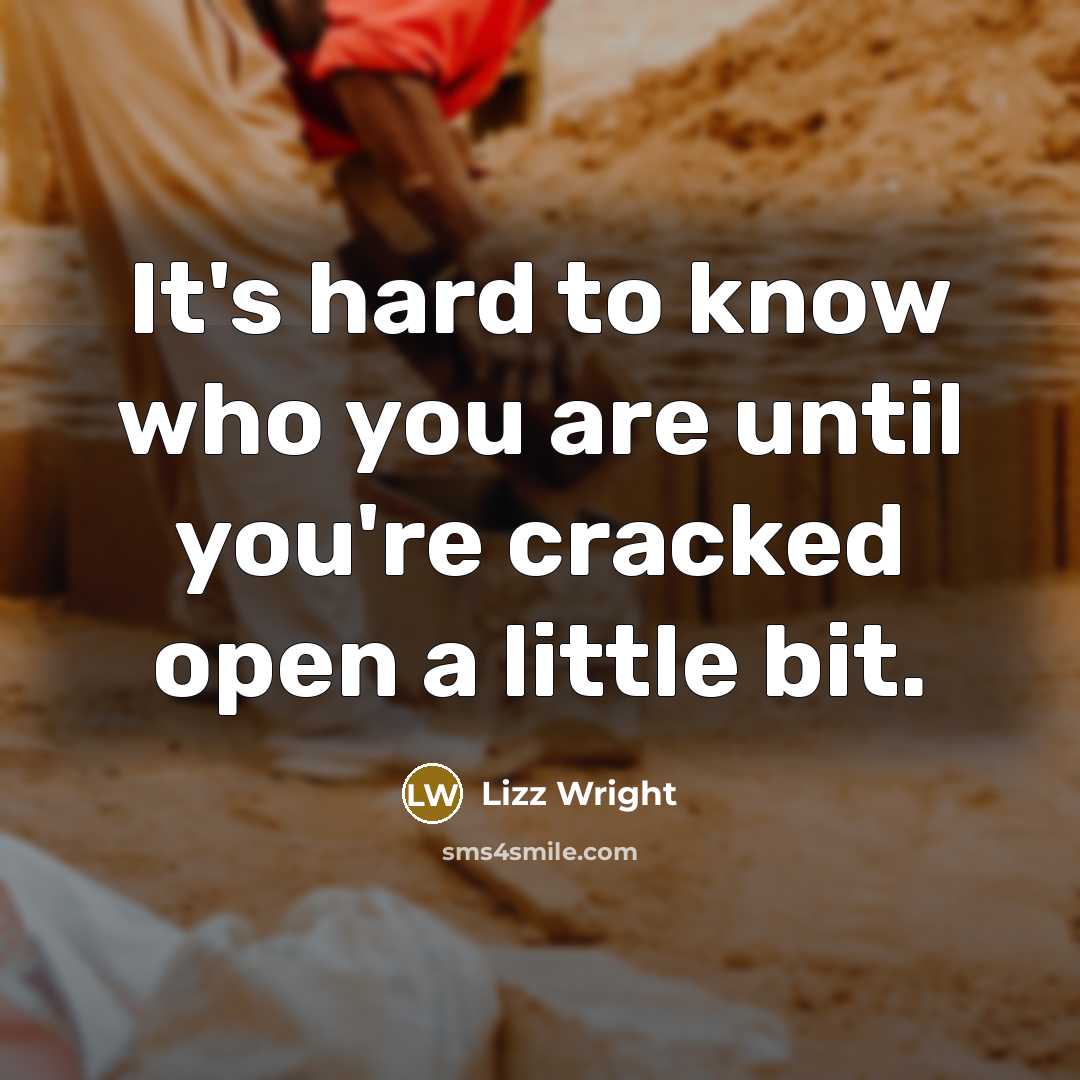 “It's hard to know who you are until you're cracked…” quote by Lizz Wright