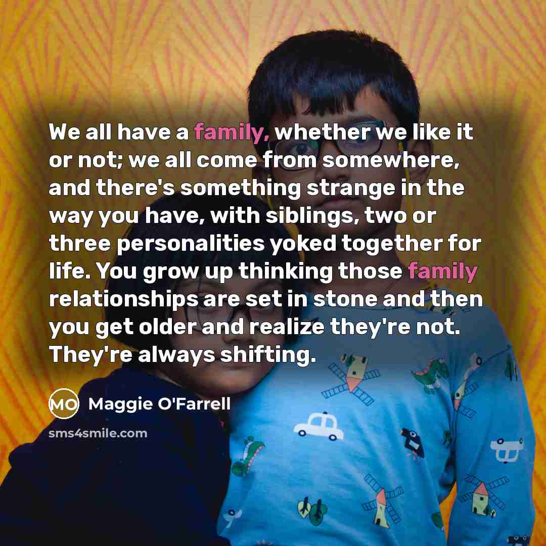 “We all have a family, whether we like it or…” quote by Maggie O'Farrell