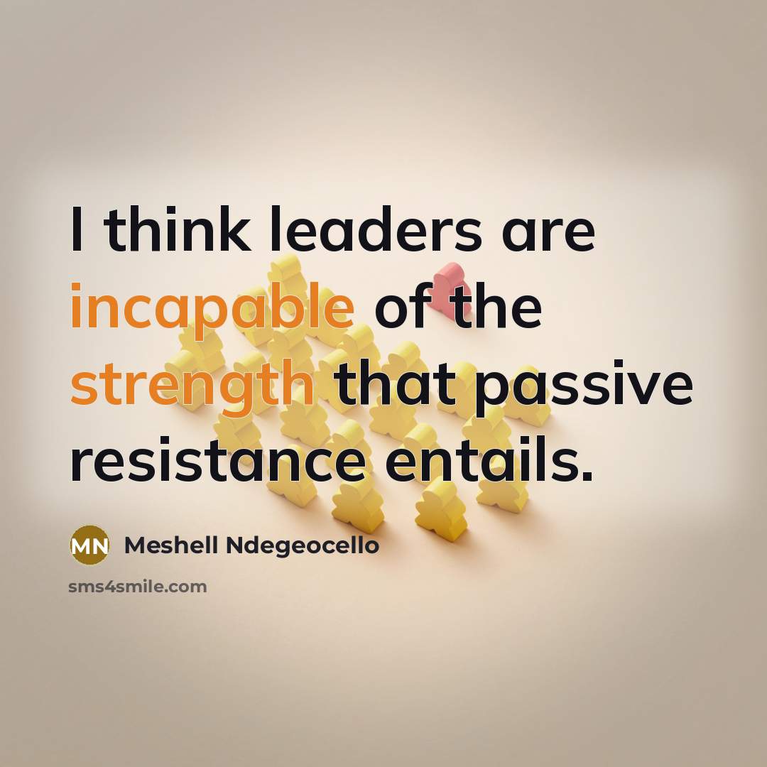 “I think leaders are incapable of the strength that passive…” quote by Meshell Ndegeocello