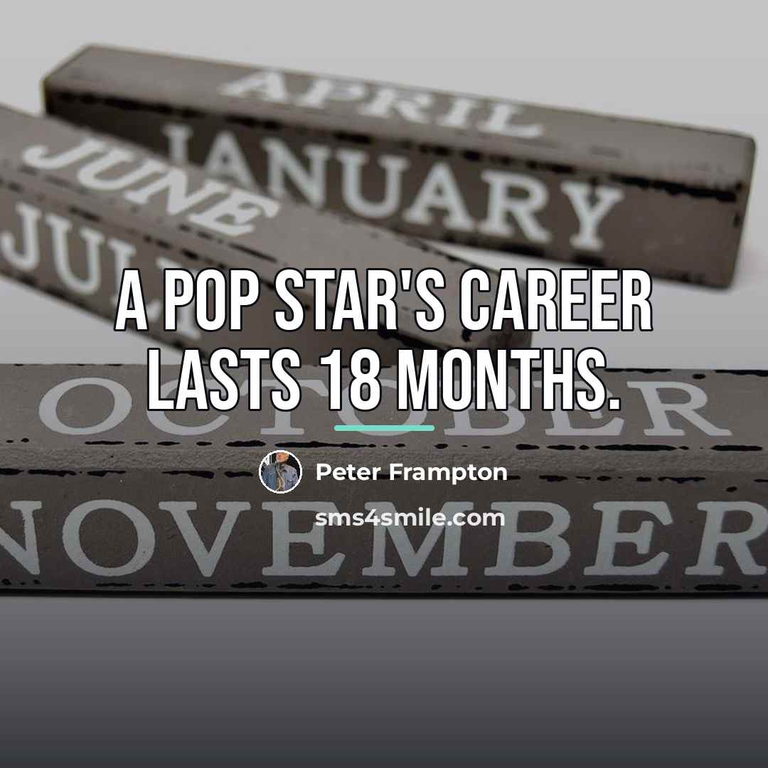 “A pop star's career lasts 18 months.…” quote by Peter Frampton