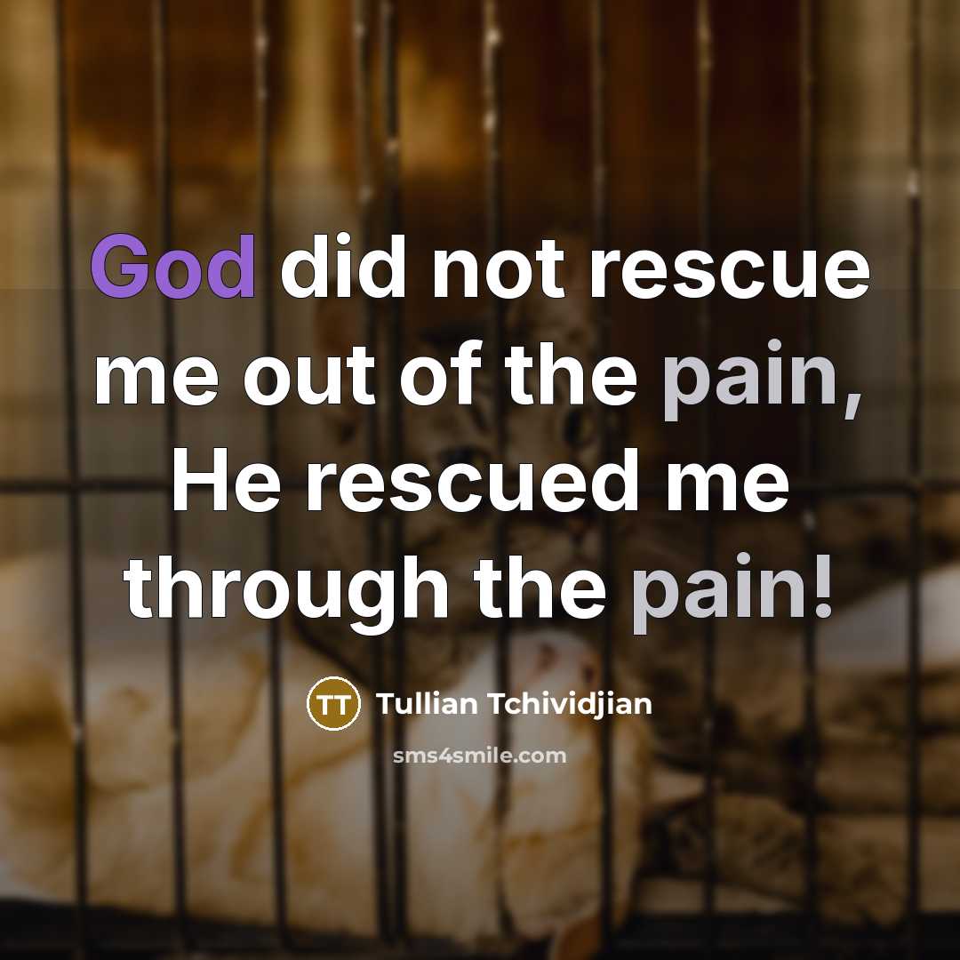 “God did not rescue me out of the pain, He…” quote by Tullian Tchividjian