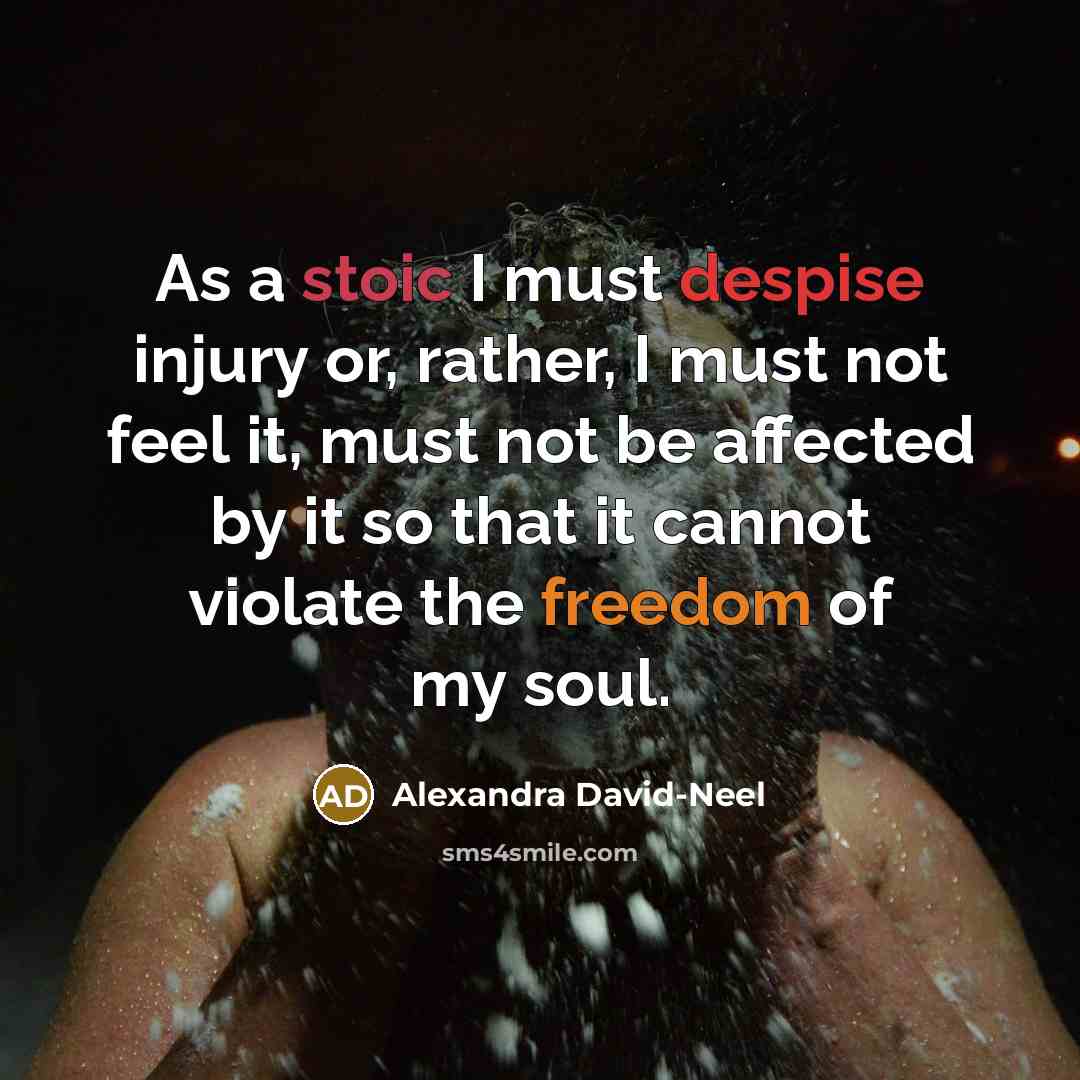 “As a stoic I must despise injury or, rather, I…” quote by Alexandra David-Neel