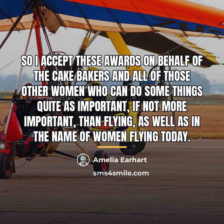 “So I accept these awards on behalf of the cake…” quote by Amelia Earhart