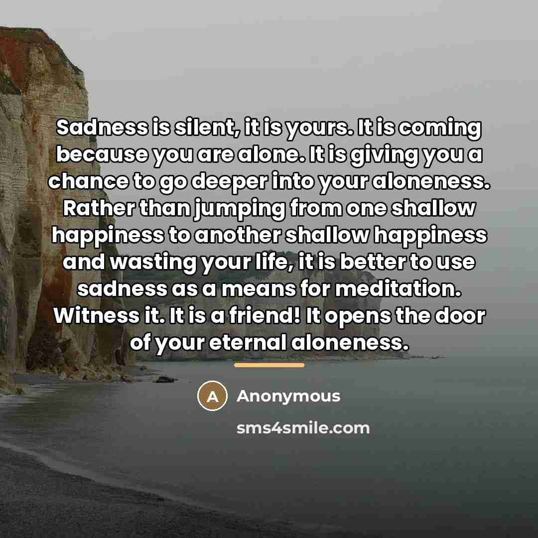 “Sadness is silent, it is yours. It is coming because…” quote by Anonymous