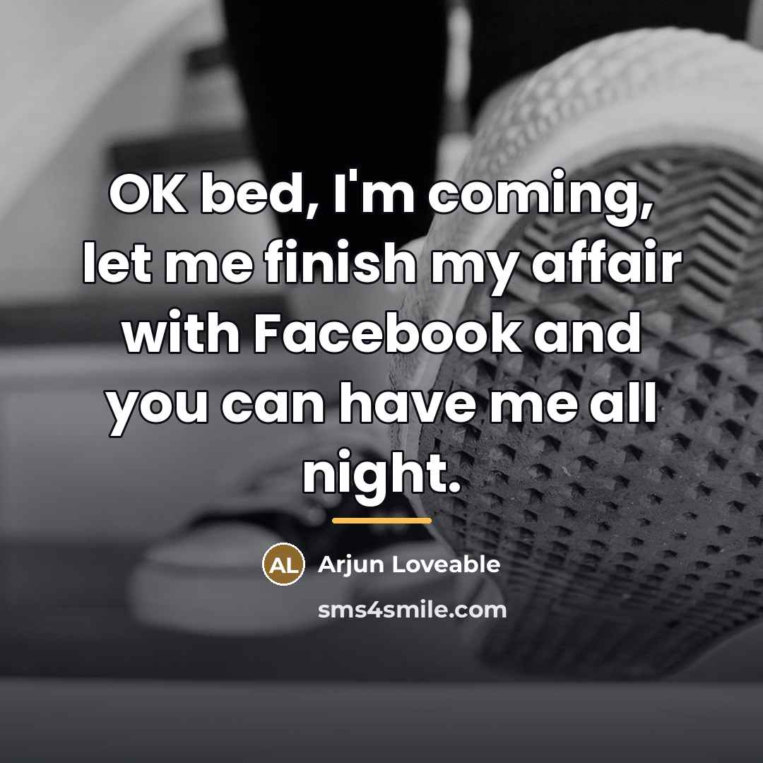 “OK bed, I'm coming, let me finish my affair with…” quote by Arjun Loveable
