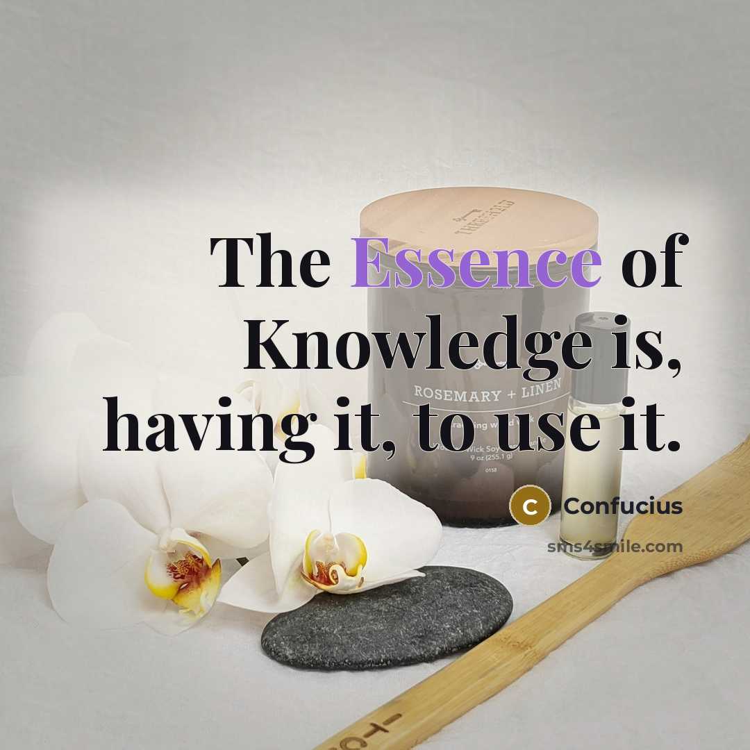 “The Essence of Knowledge is, having it, to use it.…” quote by Confucius