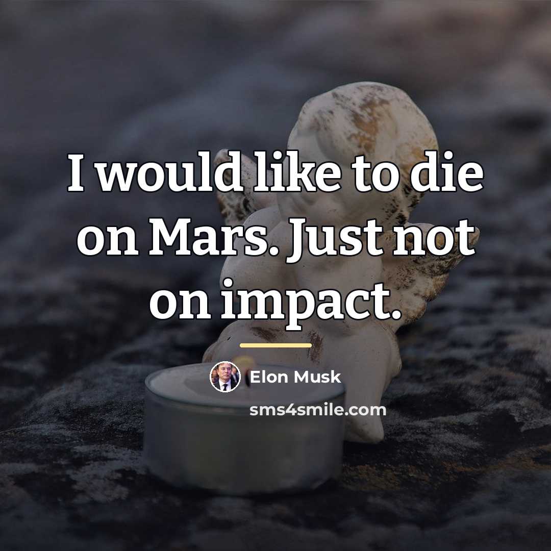“I would like to die on Mars. Just not on…” quote by Elon Musk