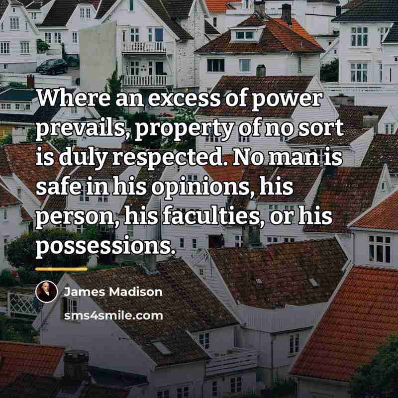 “Where an excess of power prevails, property of no sort…” quote by James Madison