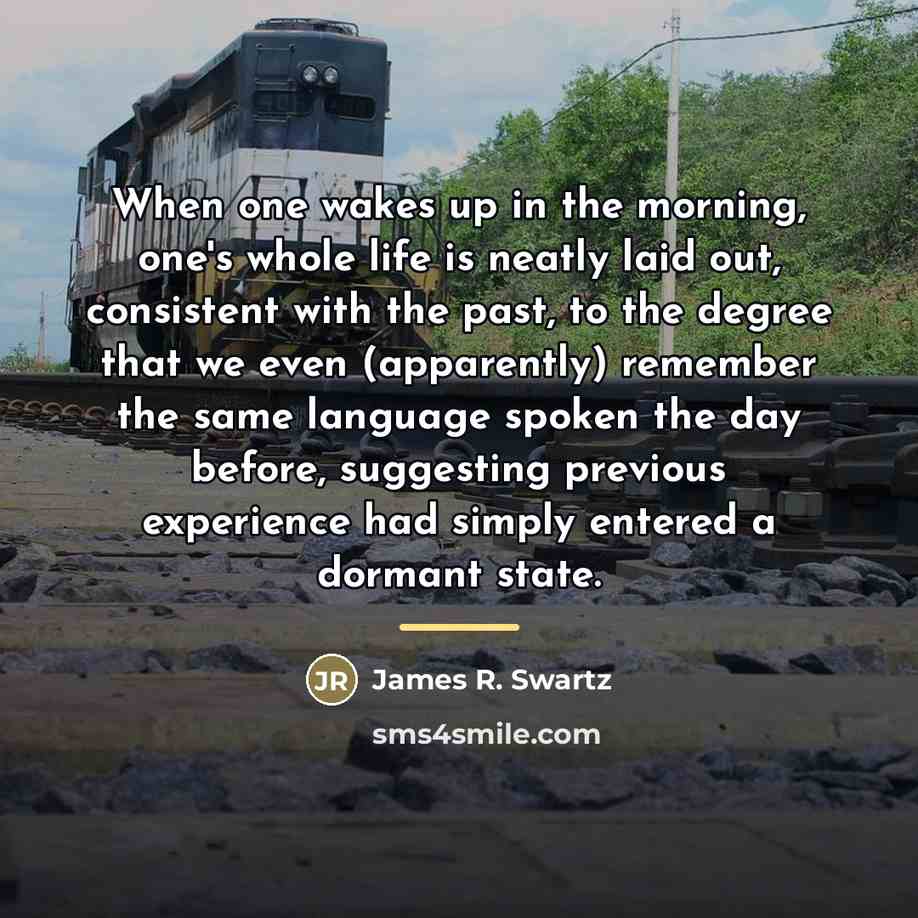 “When one wakes up in the morning, one's whole life…” quote by James R. Swartz