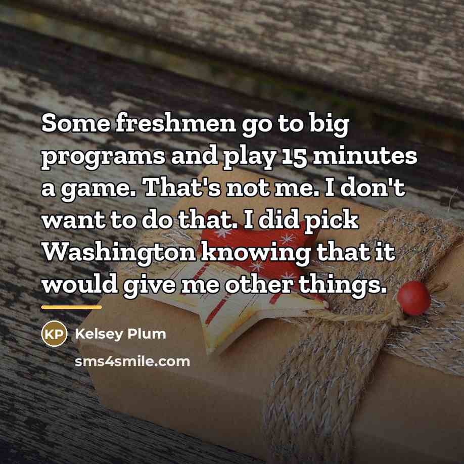 “Some freshmen go to big programs and play 15 minutes…” quote by Kelsey Plum