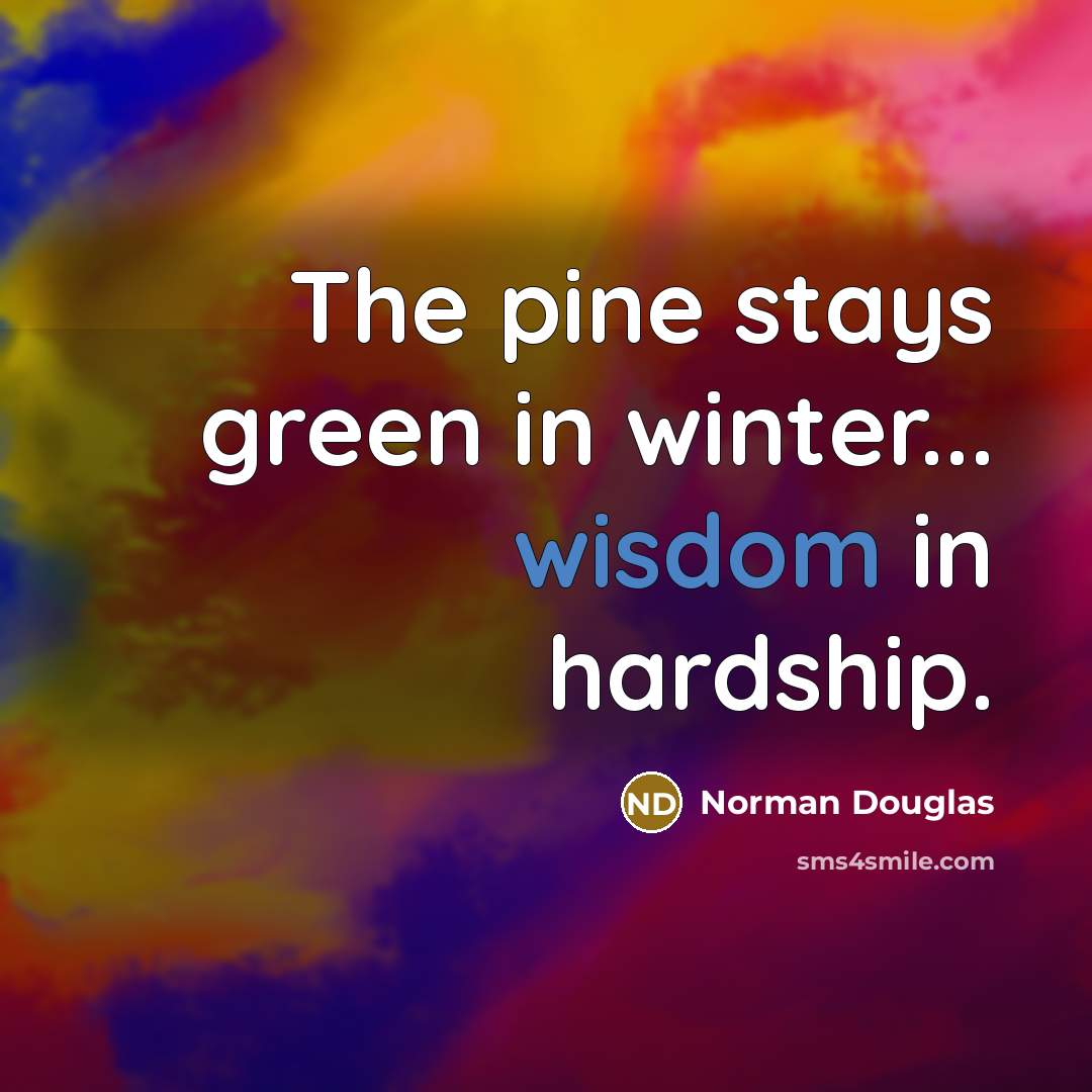 “The pine stays green in winter... wisdom in hardship.…” quote by Norman Douglas