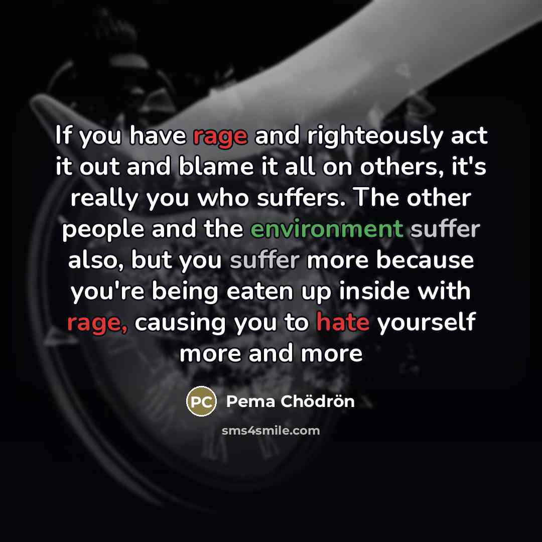 “If you have rage and righteously act it out and…” quote by Pema Chodron