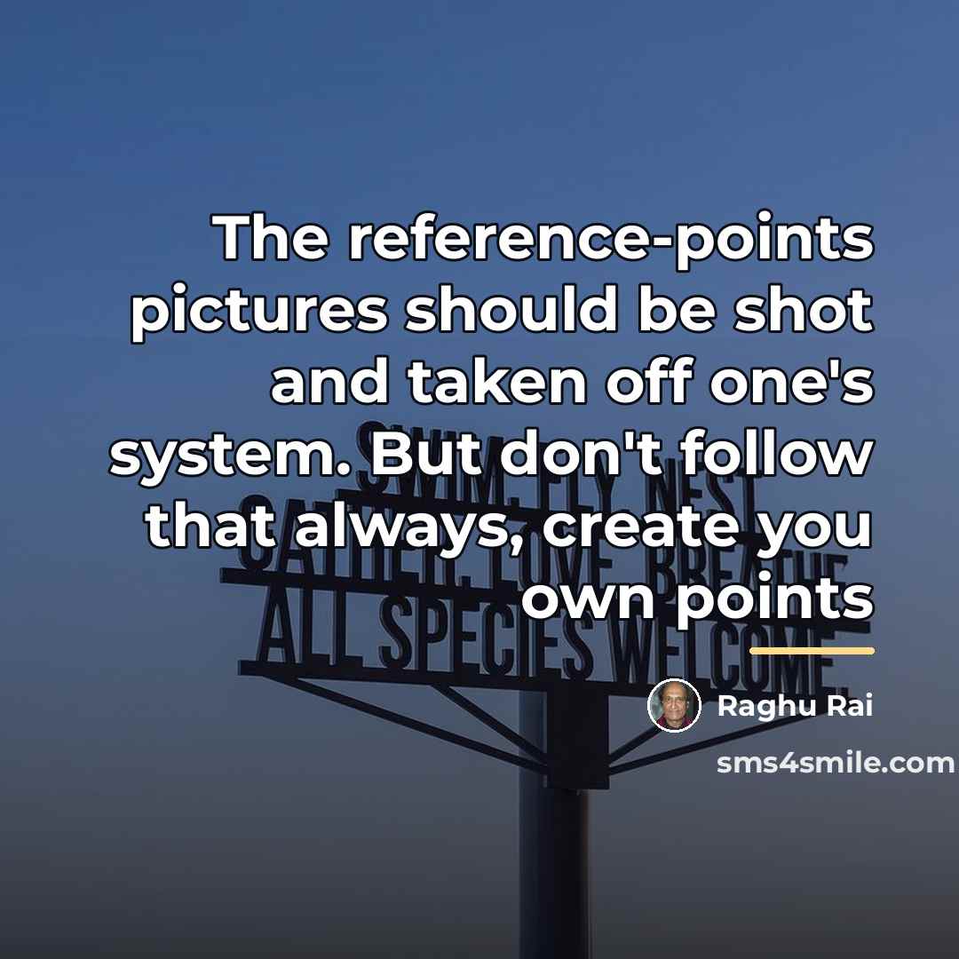 “The reference-points pictures should be shot and taken off one's…” quote by Raghu Rai
