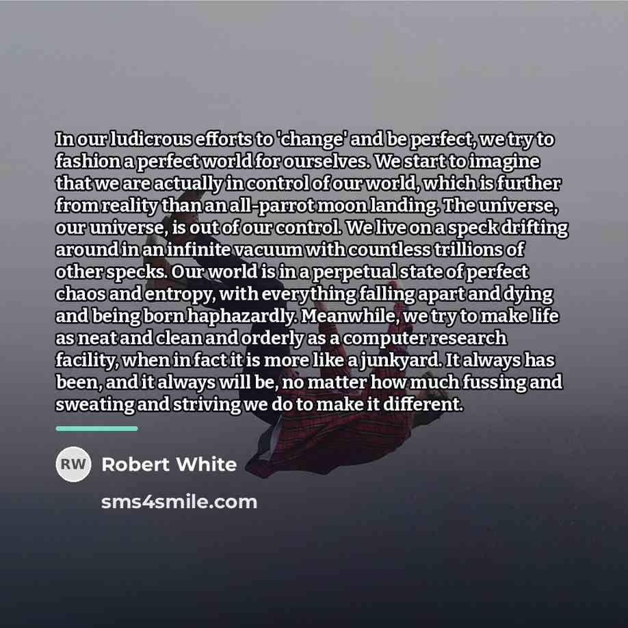 “In our ludicrous efforts to 'change' and be perfect, we…” quote by Robert White