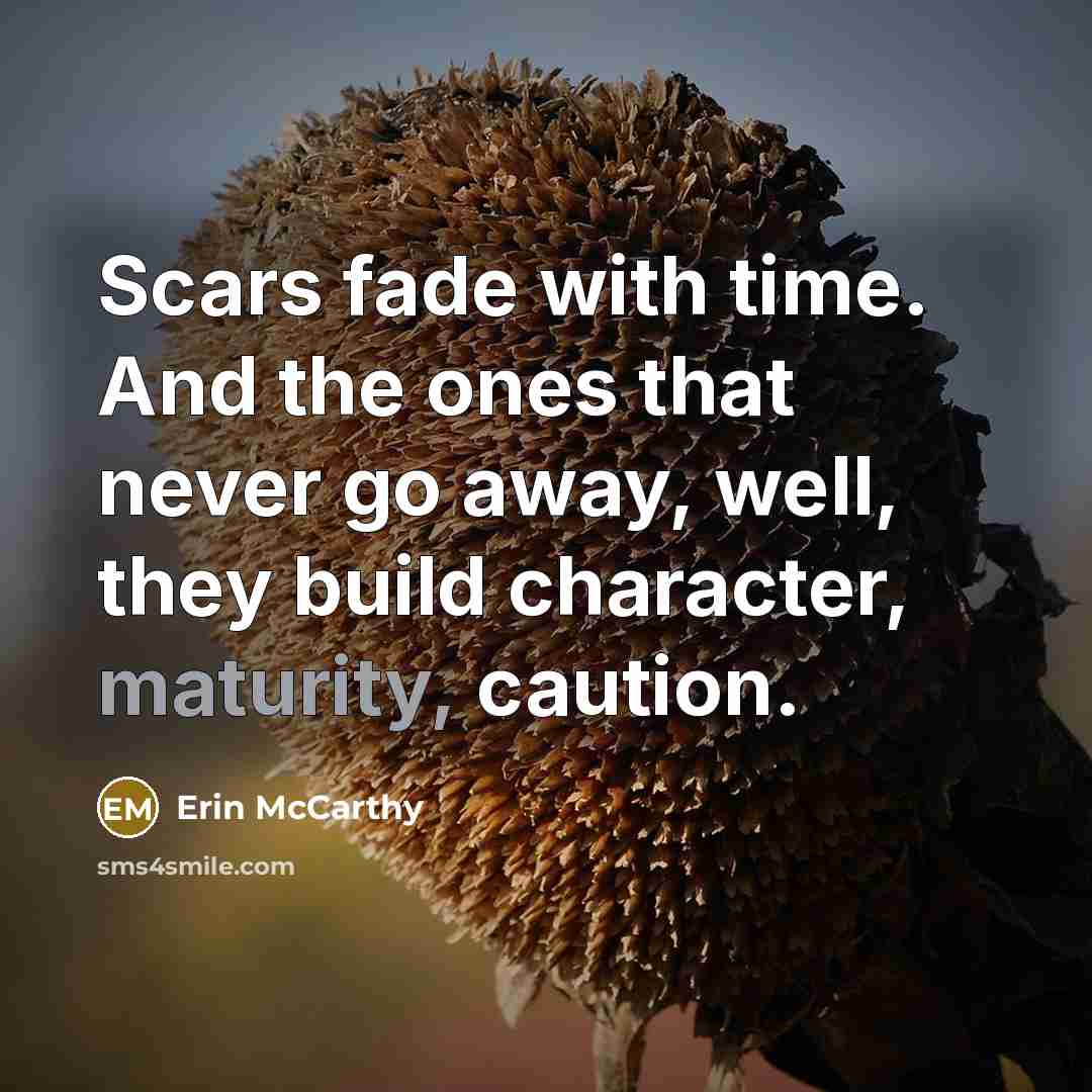 “Scars fade with time. And the ones that never go…” quote by Erin McCarthy