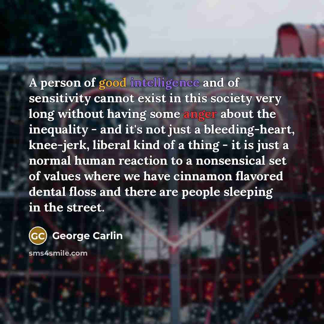 “A person of good intelligence and of sensitivity cannot exist…” quote by George Carlin