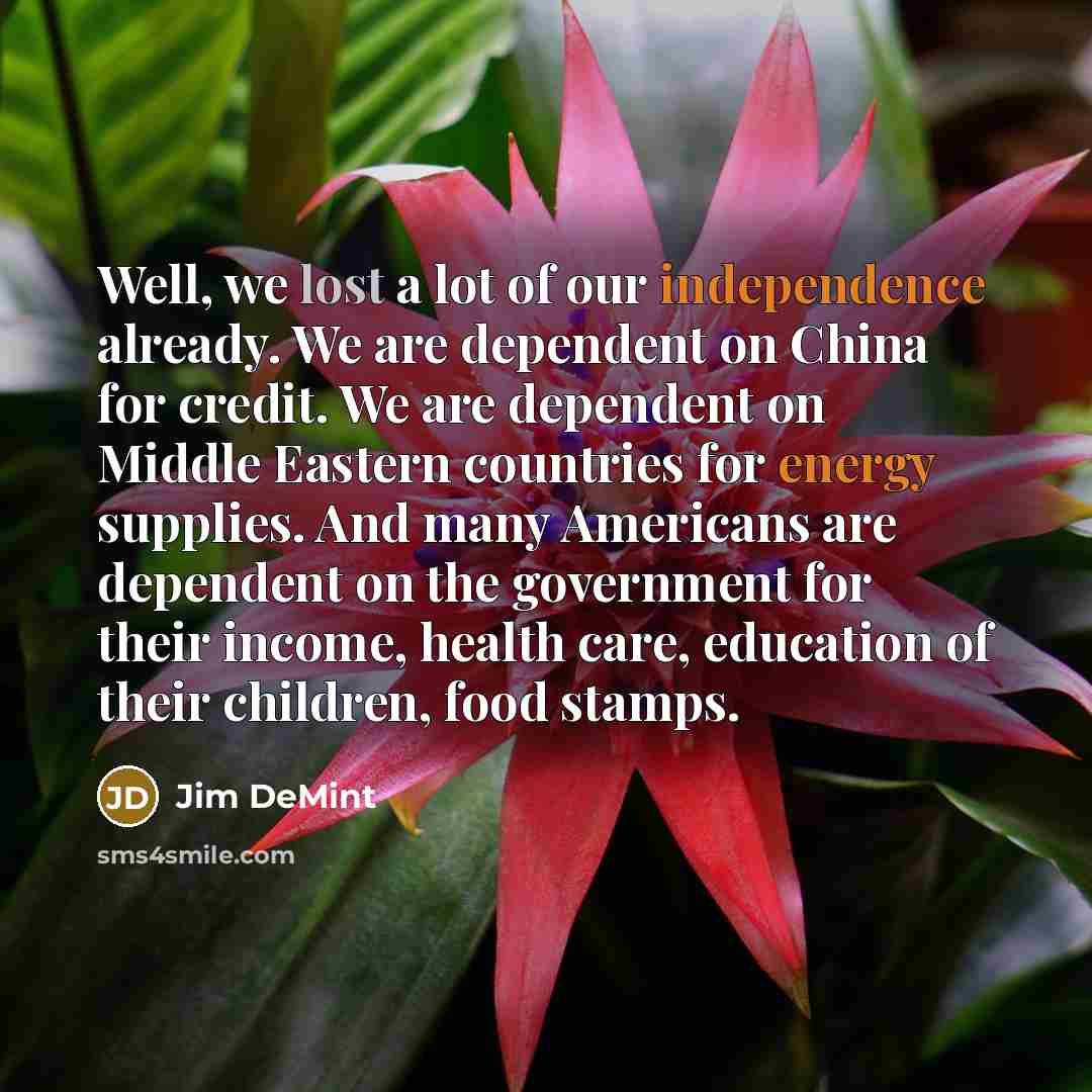 “Well, we lost a lot of our independence already. We…” quote by Jim DeMint