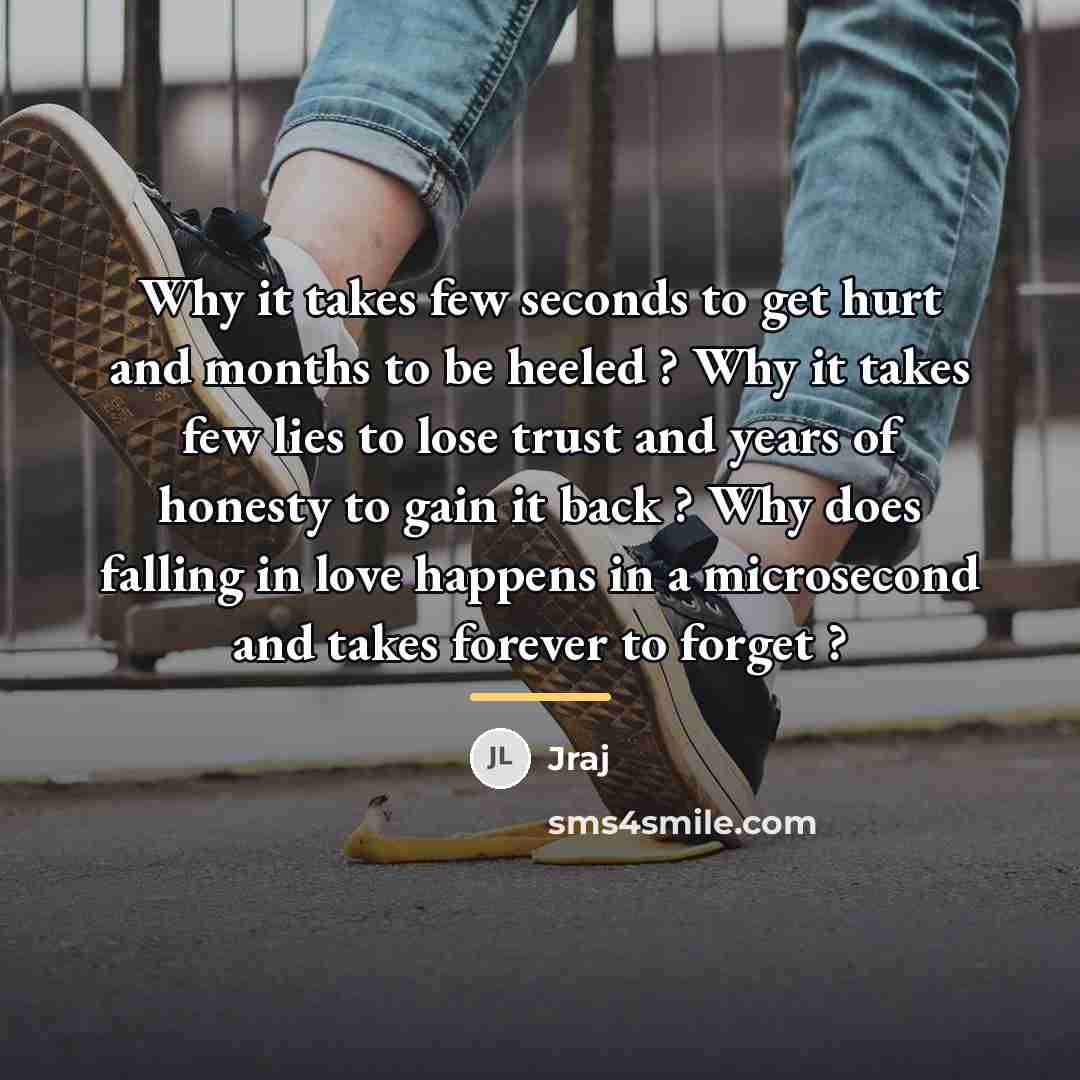 “Why it takes few seconds to get hurt and months…” quote by Jraj
