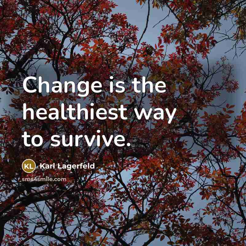 “Change is the healthiest way to survive.…” quote by Karl Lagerfeld