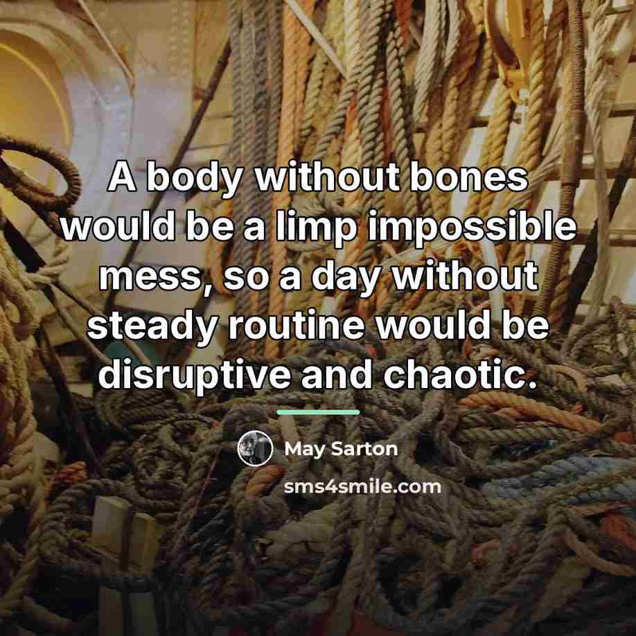 “A body without bones would be a limp impossible mess,…” quote by May Sarton