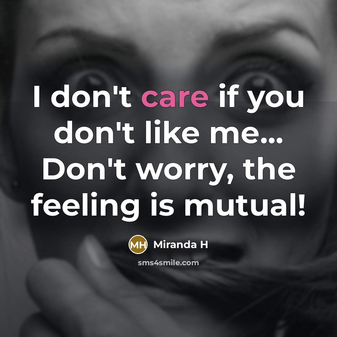 “I don't care if you don't like me... Don't worry,…” quote by Miranda H