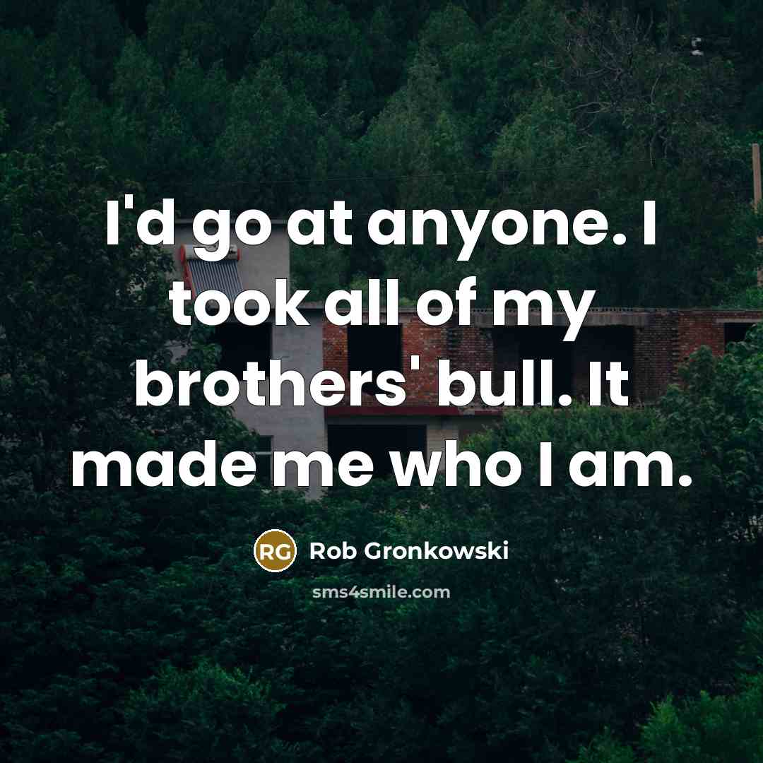 “I'd go at anyone. I took all of my brothers'…” quote by Rob Gronkowski