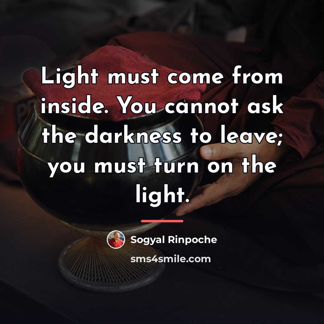 “Light must come from inside. You cannot ask the darkness…” quote by Sogyal Rinpoche