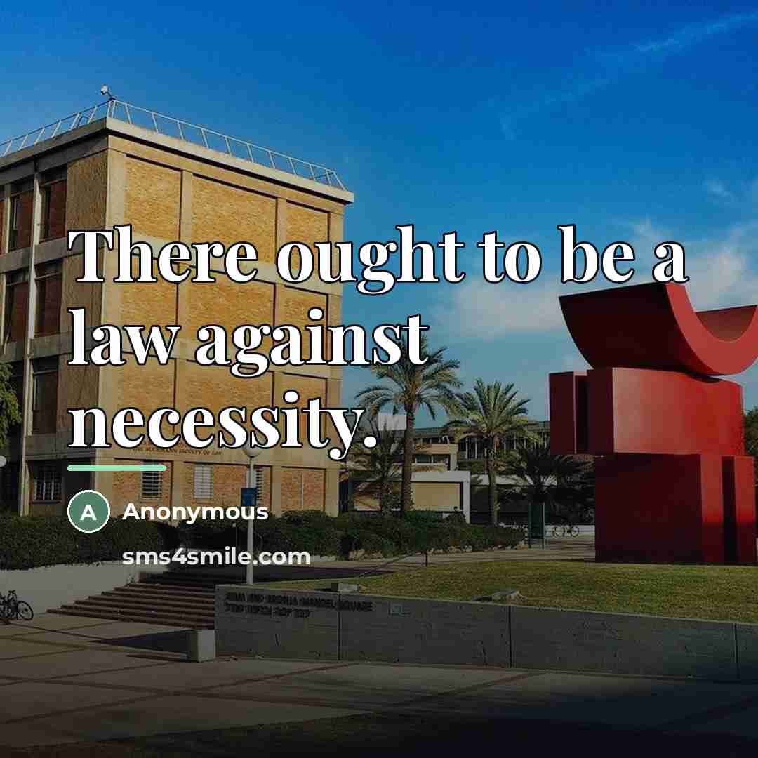 “There ought to be a law against necessity.…” quote by Anonymous