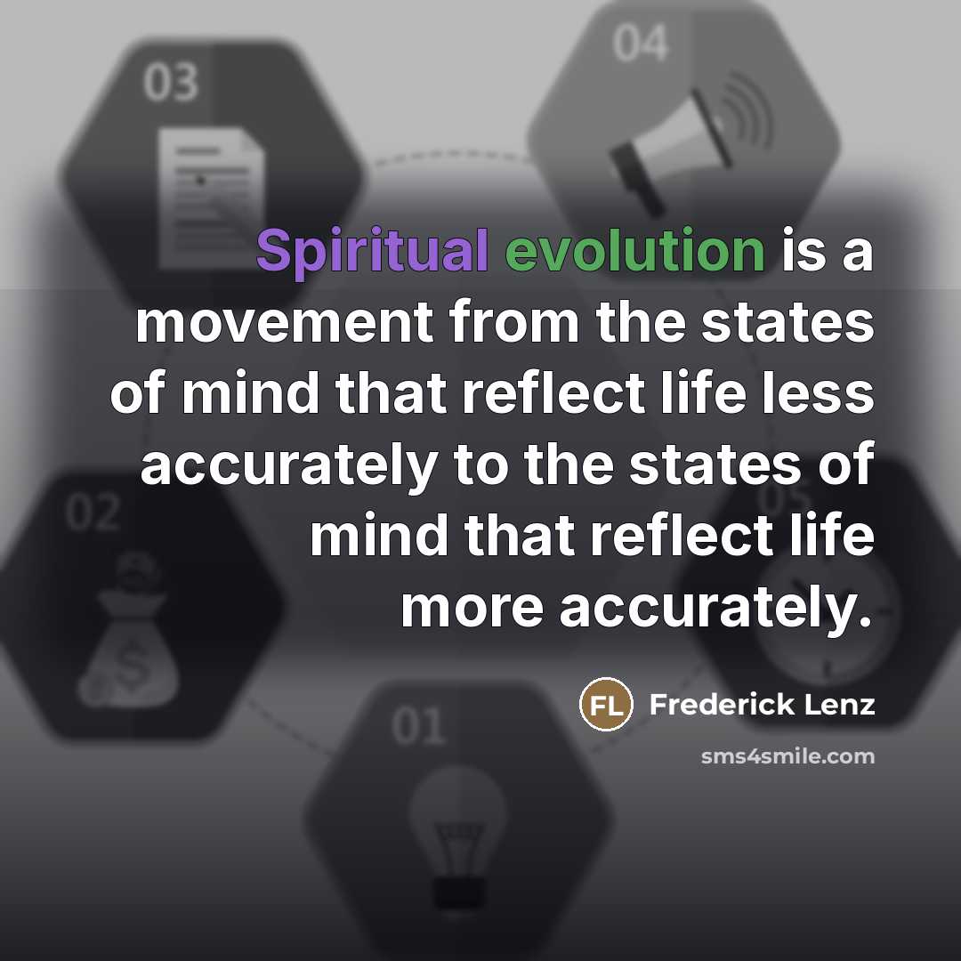 “Spiritual evolution is a movement from the states of mind…” quote by Frederick Lenz