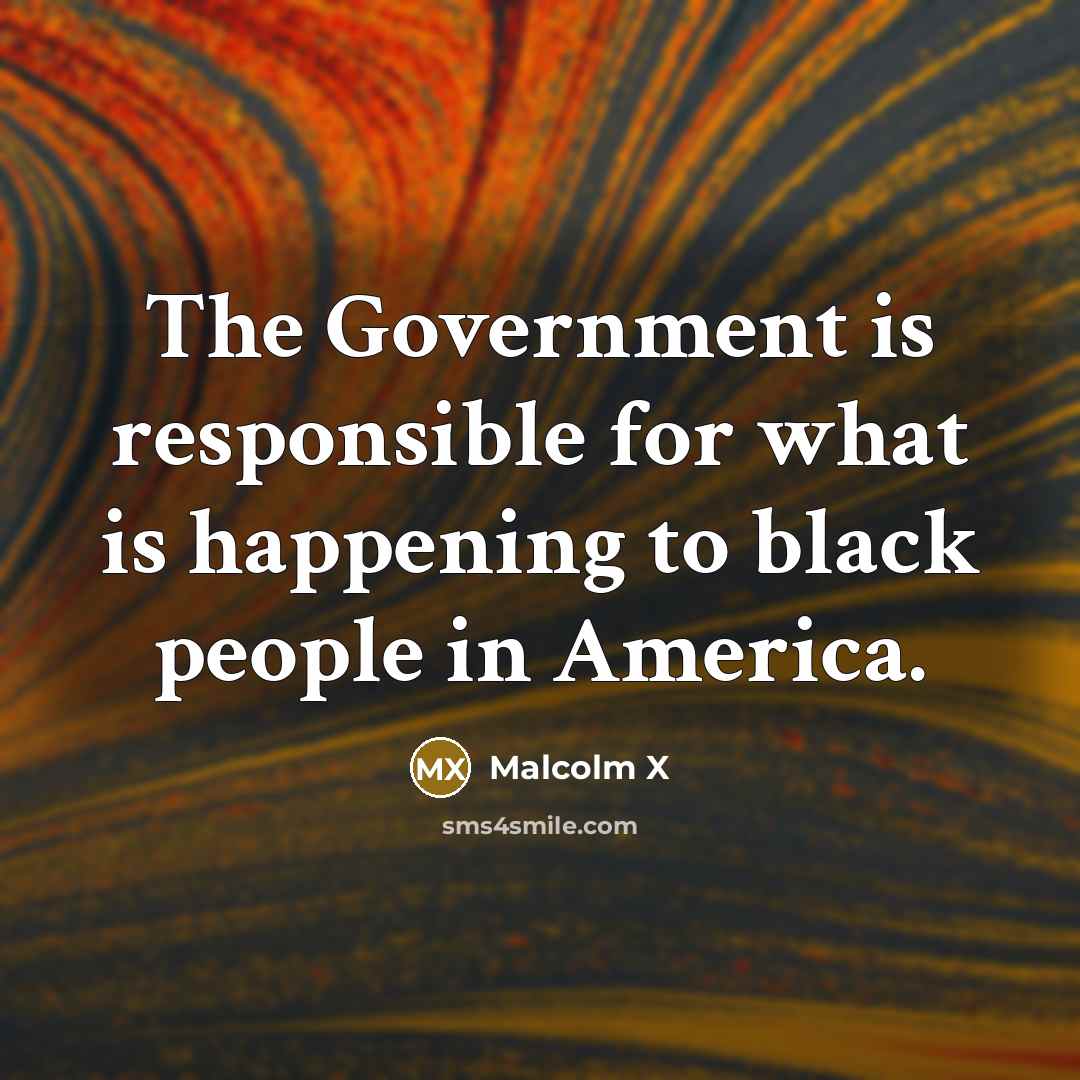 “The Government is responsible for what is happening to black…” quote by Malcolm X